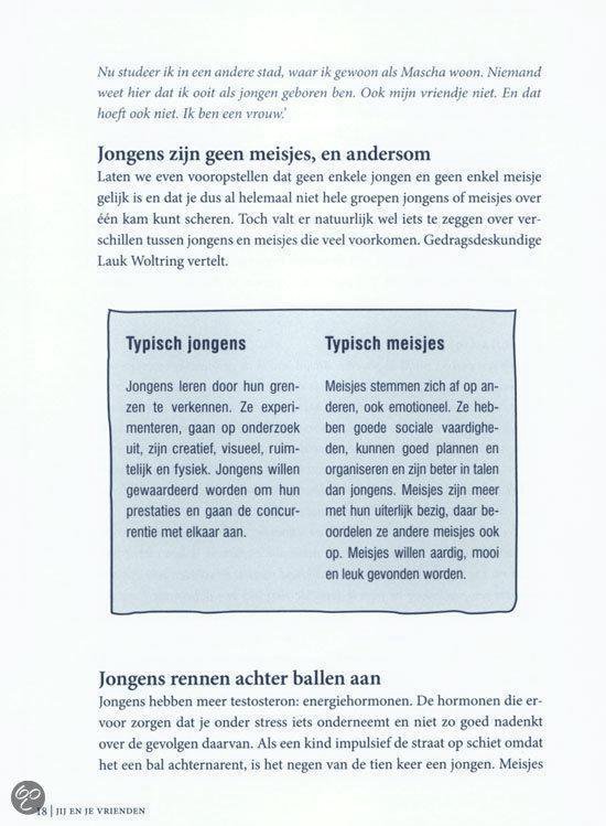 Tekstpagina met een vergelijking tussen jongens en meisjes, met twee kolommen.