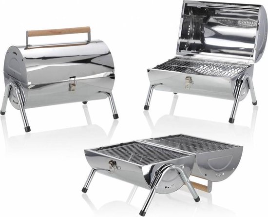 BBQ Collection Houtskoolbarbecue - Cilinder - Chroom - BBQ Collection