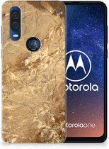 Motorola One Vision TPU Siliconen Hoesje Marmer Beige