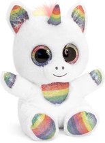 Keel Toys pluche witte Eenhoorn met regenboog en glitters knuffel 15 cm - Eenhoorns knuffeldieren - Speelgoed voor kind