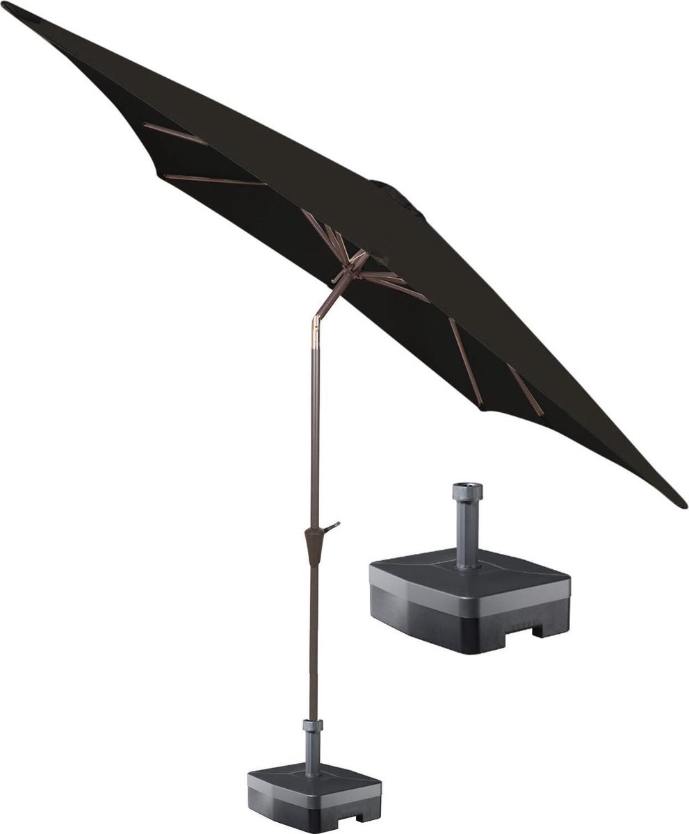 Kopu® vierkante parasol Altea 230x230 cm met voet - Black