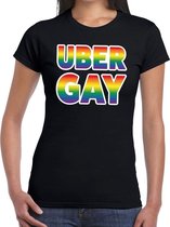 Uber gay gay pride t-shirt zwart voor dames L