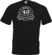Mijncadeautje - Unisex T-shirt - Hoera 40 nooit was ik beter -  zwart - maat XXL