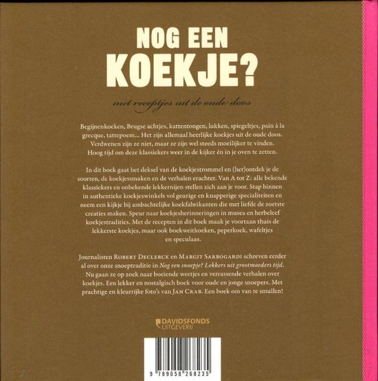 Boek met de titel 'Nog een koekje?', met recepten uit de oude doos. Davidfonds Uitgeverij.