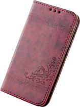 Imitatieleren book case telefoonhoesje voor iPhone X – Bordeaux