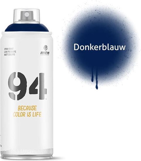 Inspectie Reusachtig Typisch MTN94 Donkerblauwe spuitbus - 400ml lage druk en matte afwerking spuitverf  - Graffiti... | bol.com