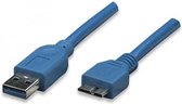 TECHly USB-kabel USB 3.2 Gen1 (USB 3.0 / USB 3.1 Gen1) USB-A stekker, USB-Micro-B 3.0 stekker 3.00 m Blauw Vergulde steekcontacten