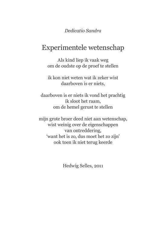 Gedicht 'Experimentele wetenschap' door Hedwig Selles.