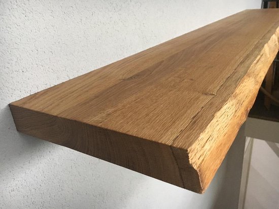 Zwevende houten boekenplank boomstam 150 cm zwevend plank muur eikenhout eiken | bol.com