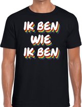 Ik ben wie ik ben gay pride t-shirt zwart voor heren S