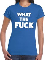 What the fucktekst t-shirt blauw dames XL