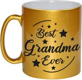 Best Grandma Ever cadeau koffiemok / theebeker - goudkleurig - 330 ml - verjaardag / bedankje - mok voor oma