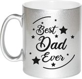 Best Dad Ever cadeau koffiemok / theebeker - zilverkleurig - 330 ml - verjaardag / Vaderdag / bedankje