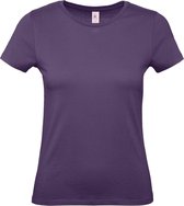 Set van 2x stuks paars basic t-shirts met ronde hals voor dames - katoen - 145 grams - paarse shirts / kleding, maat: L (40)