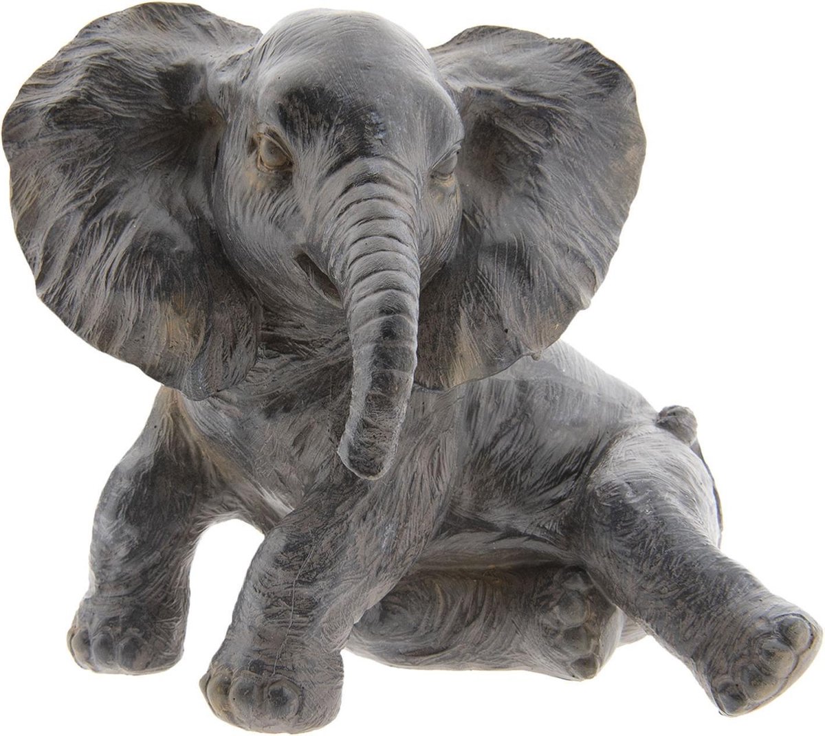 Clayre & Eef Decoratie Beeld Olifant 20*19*17 cm Grijs Kunststof Decoratief Figuur Decoratieve Accessoires Woonaccessoires
