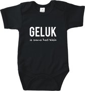 Rompertjes baby met tekst - Geluk is soms heel klein - Romper zwart - Maat 50/56