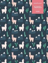 Cornell System Notes 110 Pages: Cactus Notebook for Professionals and Students, Teachers and Writers - Succulent Llama Pattern