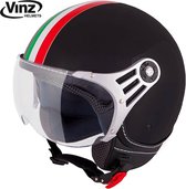 VINZ Trafori Jethelm / Scooterhelm / Snorfiets Helm Snorscooter - Zwart