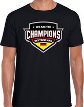 We are the champions Deutschland t-shirt met schild embleem in de kleuren van de Duitse vlag - zwart - heren - Duitsland supporter / Duits elftal fan shirt / EK / WK / kleding XL