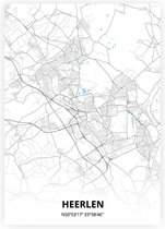 Heerlen plattegrond - A4 poster - Zwart blauwe stijl