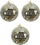3x Gouden disco spiegelballen kerstballen 10 cm - Kerstboomversiering/kerstversiering discobollen/discoballen