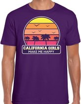 California girls zomer t-shirt / shirt California girls make me happy voor heren - paars - California party / vakantie outfit / kleding/ feest shirt L