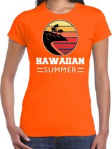 Hawaiian zomer t-shirt / shirt Hawaiian summer voor dames - oranje -  Hawaiian party / vakantie outfit / kleding / feest shirt L