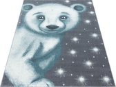 Vloerkleed kinderkamer Bambi - Teddy - blauw - 80x150 cm