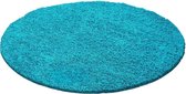 Hoogpolig vloerkleed Life - turquoise - rond - O 80 cm