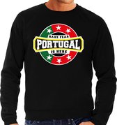 Have fear Portugal is here sweater met sterren embleem in de kleuren van de Portugese vlag - zwart - heren - Portugal supporter / Portugees elftal fan trui / EK / WK / kleding L