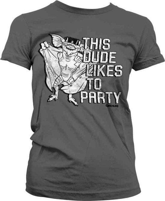 Gremlins Dames Tshirt -XL- This Dude Likes To Party Grijs