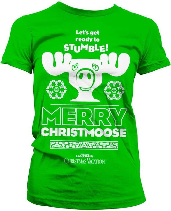 National Lampoon's Christmas Vacation Dames Tshirt -2XL- Merry Christmoose Groen