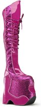 Pleaser Pink Label Plateau Overknee Laarzen -40 Shoes- FABULOUS-3035 Paaldans schoenen Roze