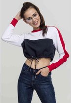 Urban Classics Crop Sweater/Trui -L- 3-Tone Stripe Crew Blauw