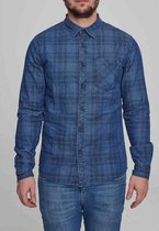 Urban Classics Overhemd -L- Printed Check Denim Blauw