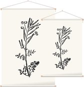 Kleine Veldkers zwart-wit (Hairy Bitter Cress) - Foto op Textielposter - 90 x 135 cm