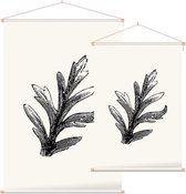 Bladtekening zwart-wit 2 - Foto op Textielposter - 40 x 60 cm