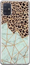 Samsung A71 hoesje siliconen - Luipaard marmer mint | Samsung Galaxy A71 case | Bruin | TPU backcover transparant