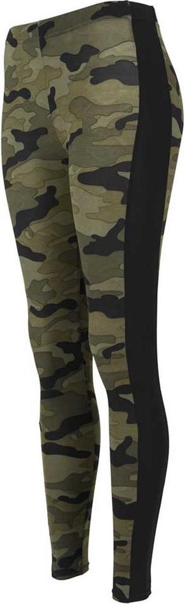 Urban Classics Camo Stripe Dames Legging woodland/ XS Zwart