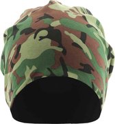 MSTRDS - Printed Jersey Beanie green camo/black one size Beanie Muts - Groen