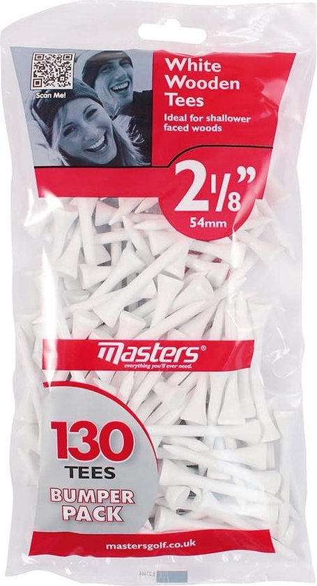 Masters houten golftees wit 54mm - 2 1/8 inch (130 stuks)