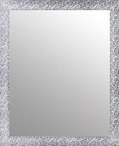 Spiegel Wit Zilver Modern 57x77 cm – Silke – Spiegel Hal – Duurzame spiegel zilveren lijst – Muur Spiegel – Perfecthomeshop