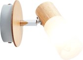 BRILLIANT lamp Babsan wandspot hout licht / wit | 1x C35, E14, 3.5W, geschikt voor kaarslampen (niet inbegrepen) | Schaal A ++ tot E | Draaibare kop