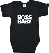 Rompertjes baby met tekst - Boss Baby - Romper zwart - Maat 74/80