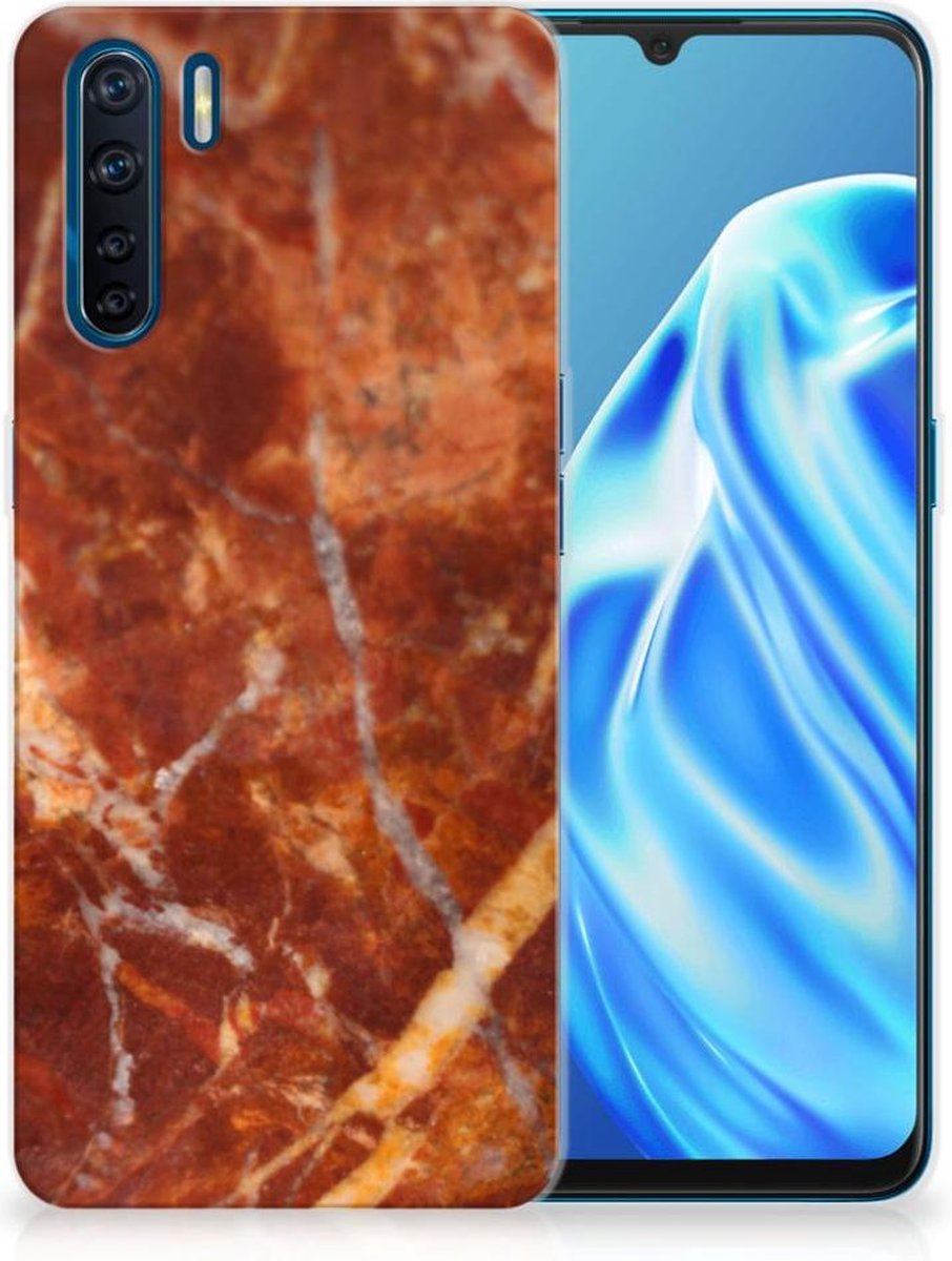 OPPO A91 TPU Siliconen Hoesje Marmer Bruin