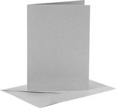 Kaarten en enveloppen, afmeting kaart 10,5x15 cm, afmeting envelop 11,5x16,5 cm, 120+210 gr, grijs, 6 set/ 1 doos