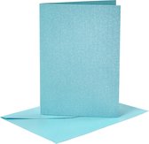 Kaarten en enveloppen, afmeting kaart 10,5x15 cm, afmeting envelop 11,5x16,5 cm, parelmoer, 120+210 gr, blauw, 4 set/ 1 doos
