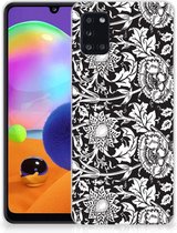 Telefoon Hoesje Geschikt voor Samsung Galaxy A31 Mobiel Case Zwart Bloemen