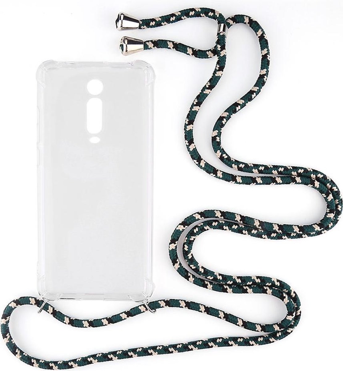 Shop4 - Xiaomi Mi 9T Hoesje - Zachte Back Case met Koord Camouflage Groen