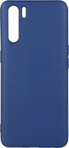 Shop4 - Oppo A91 Hoesje - Zachte Back Case Mat Donker Blauw